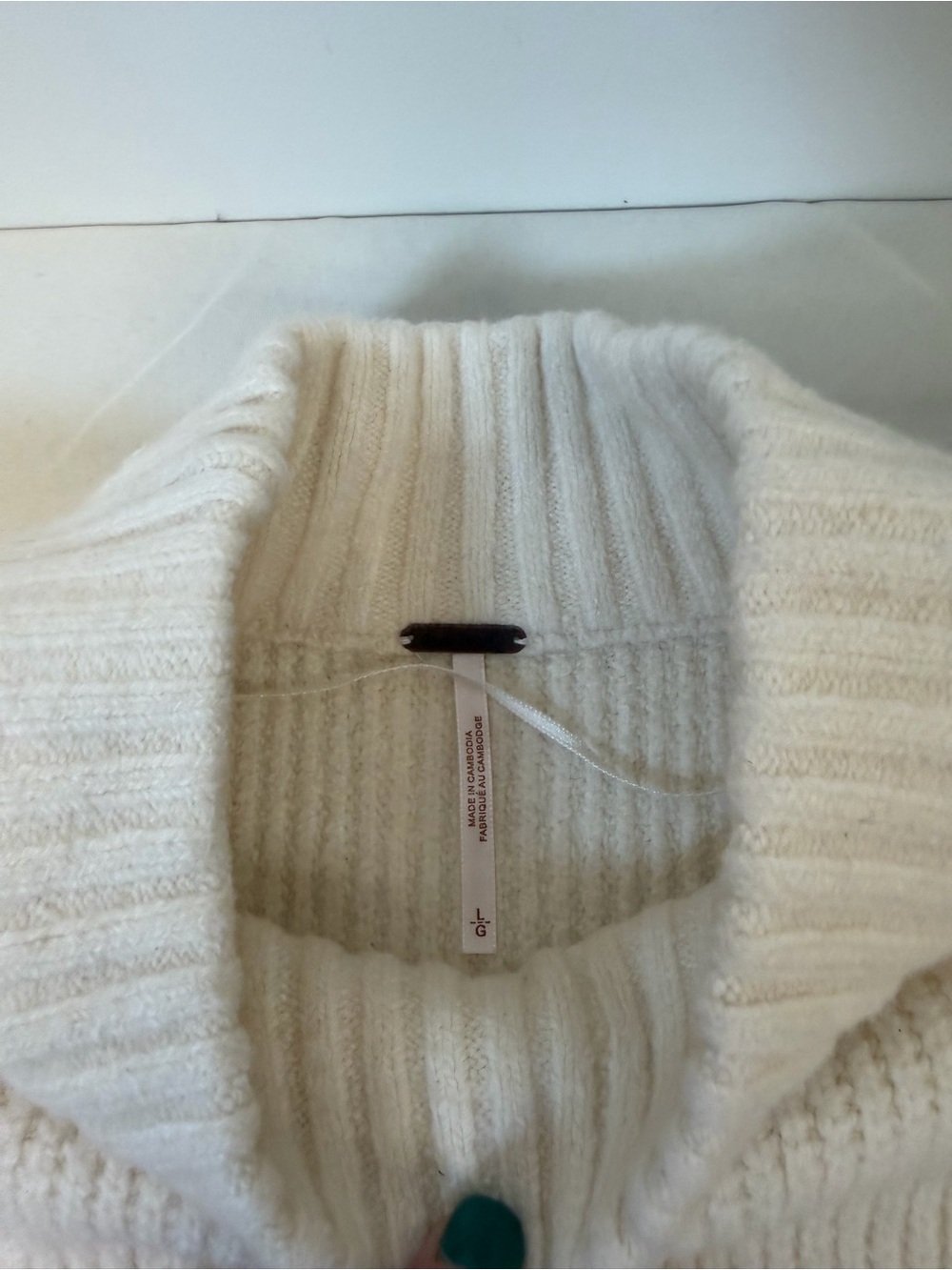 Free People Sunbeam White Ribbed‎ Mock Neck Pull On Women's Sweater Size Large - Picture 5 of 9